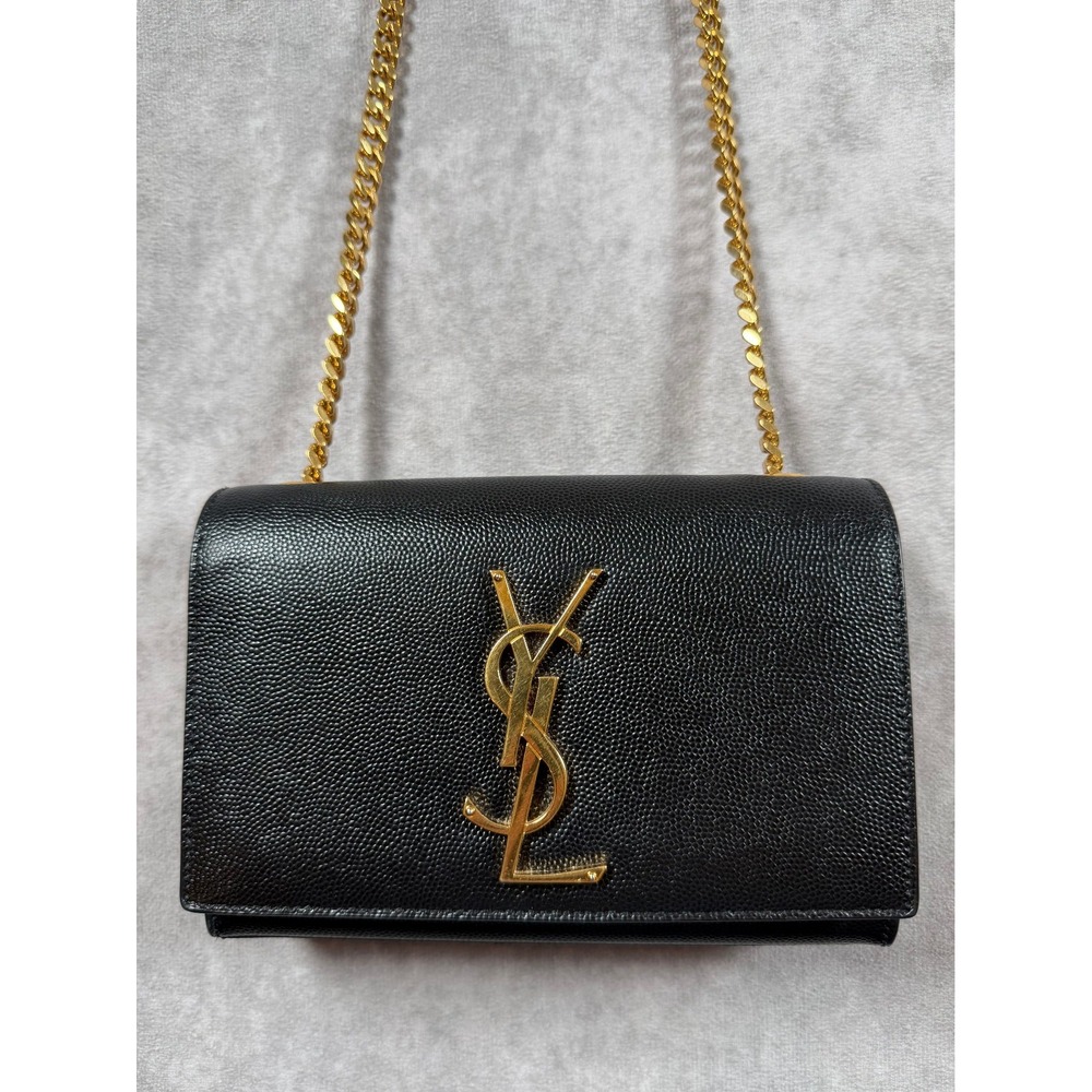 Saint Laurent YSL Kate Small Crossbody Bag 354121 Black Leather Gold Chain